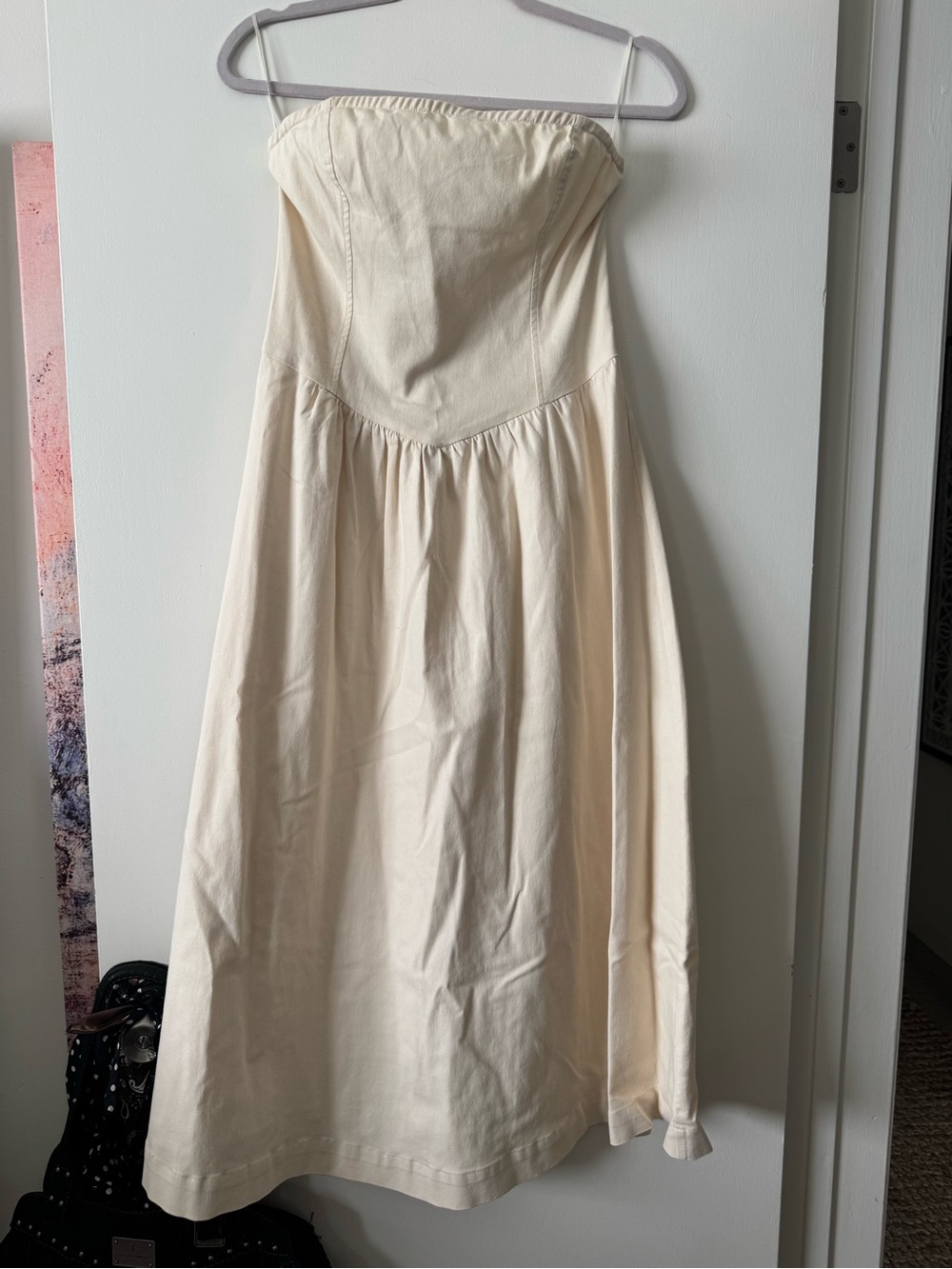 Le Lis Cream Strapless Maxi Dress